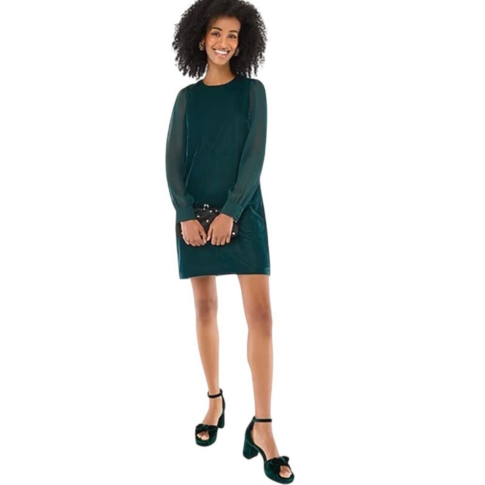 J.Crew Velvet mini dress Forest Green Size 0